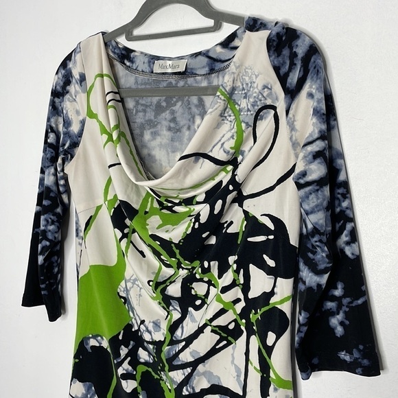 Maxmara Y2k splash abstract cowlneck mini dress - Picture 2 of 7